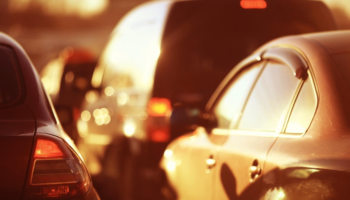 Queue of cars on a hot day