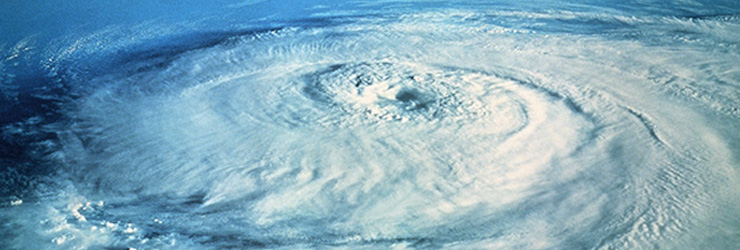 Photo of the eye of a cyclone from space