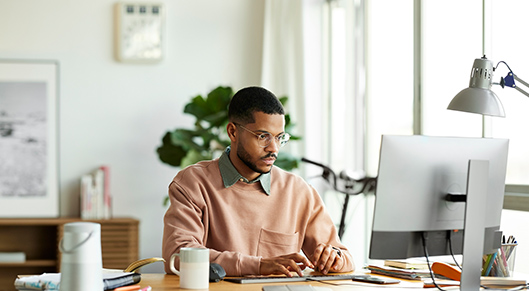 Man working on a computer